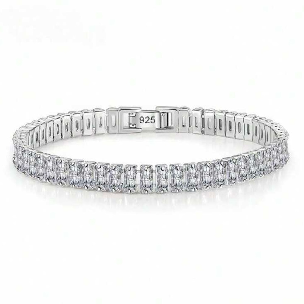 New 925 Luxury Designer Silver Fine Crystal Bracelet